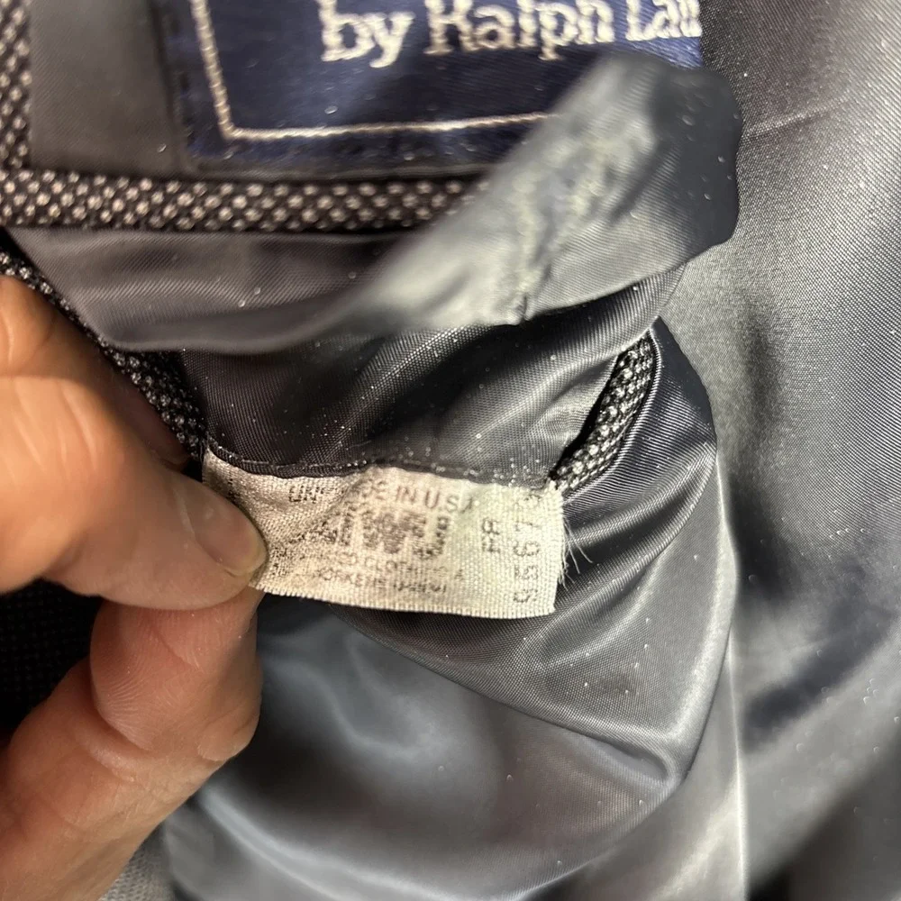 Vtg Polo Ralph Lauren Blazer 42R Gray Dimple‎ Dot 2 Button Lined Vented USA